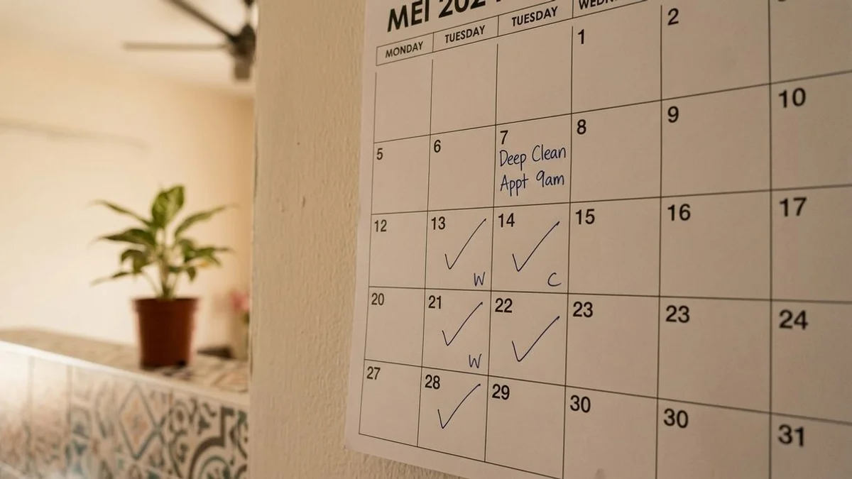 Calendar showing deep clean followed by recurring visits