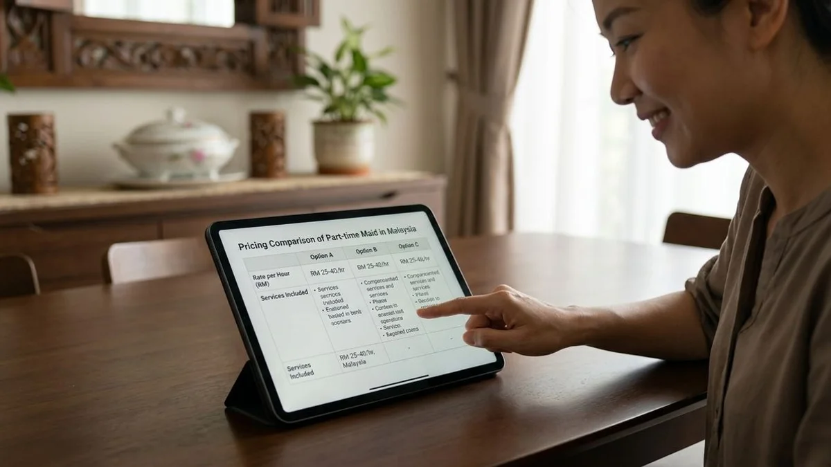 Pricing infographic on tablet