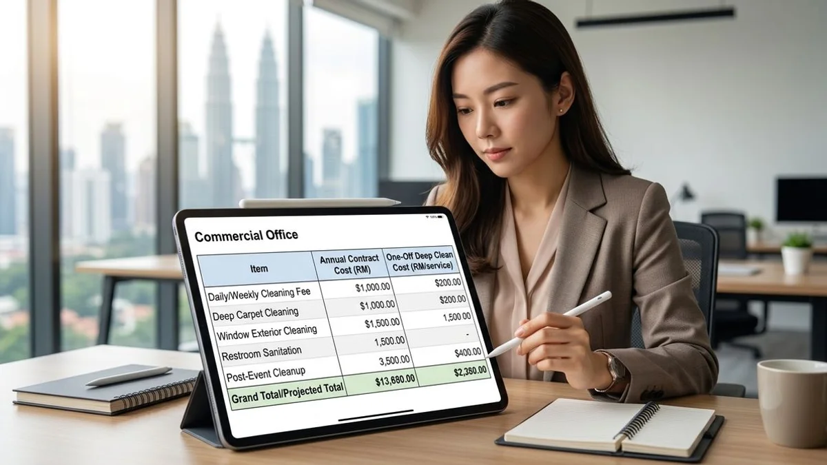 Cost comparison chart on tablet