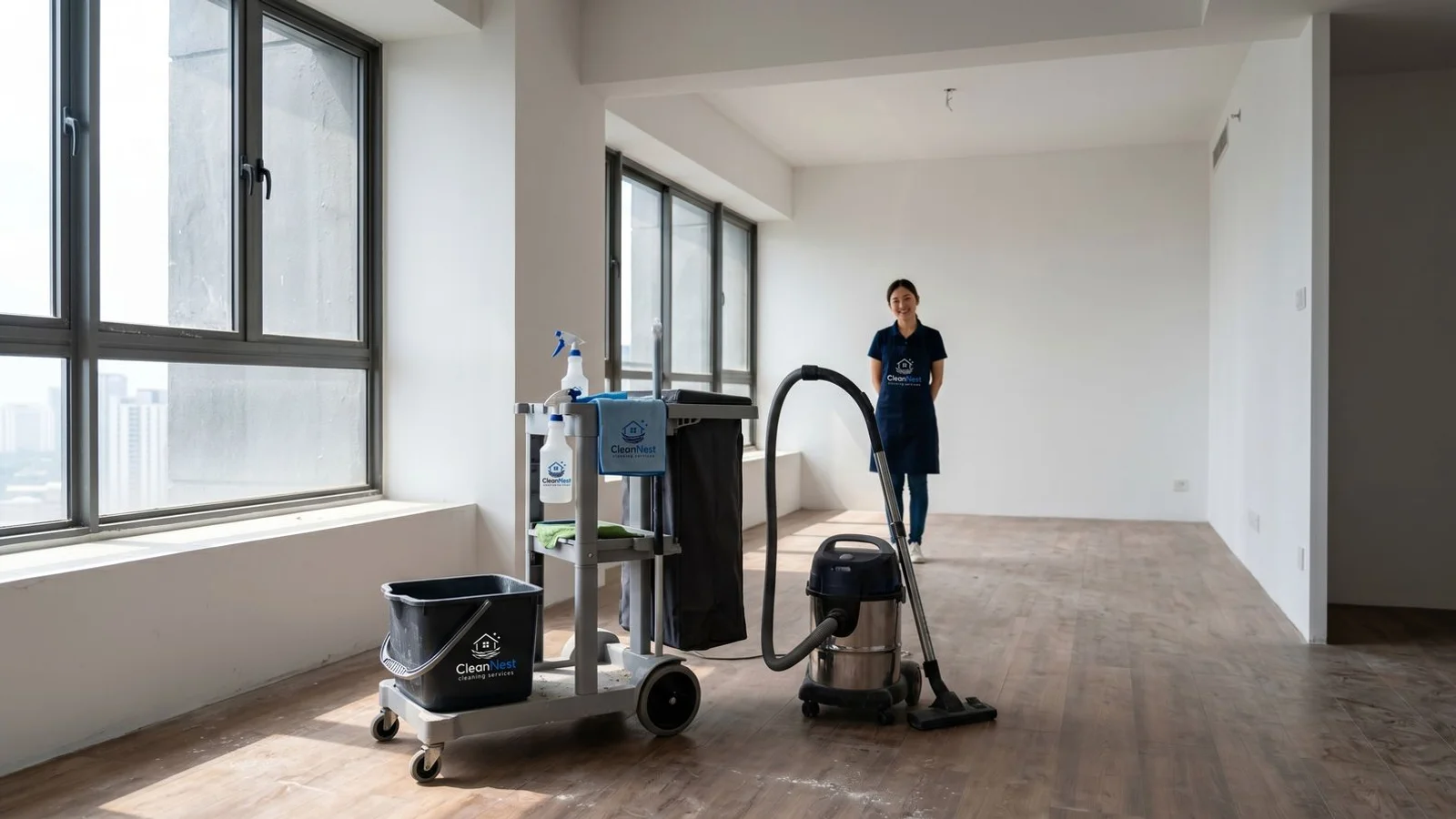 Empty newly renovated KL condo ready for cleaning