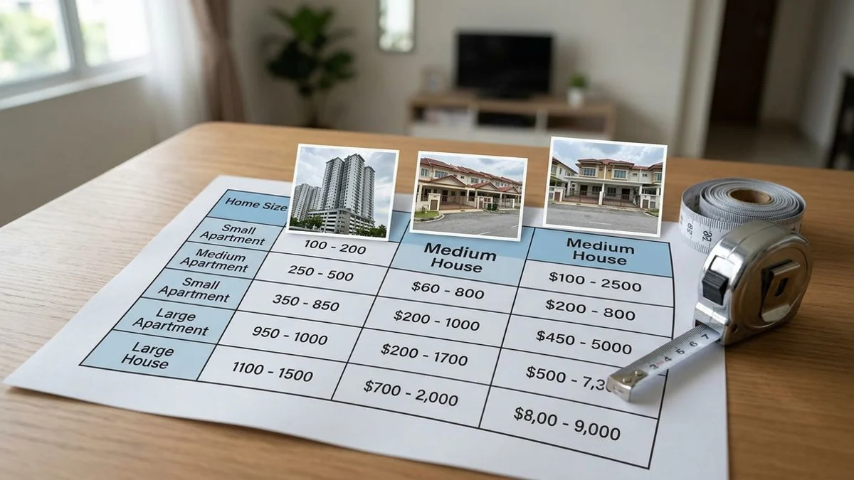 Floor-area pricing chart