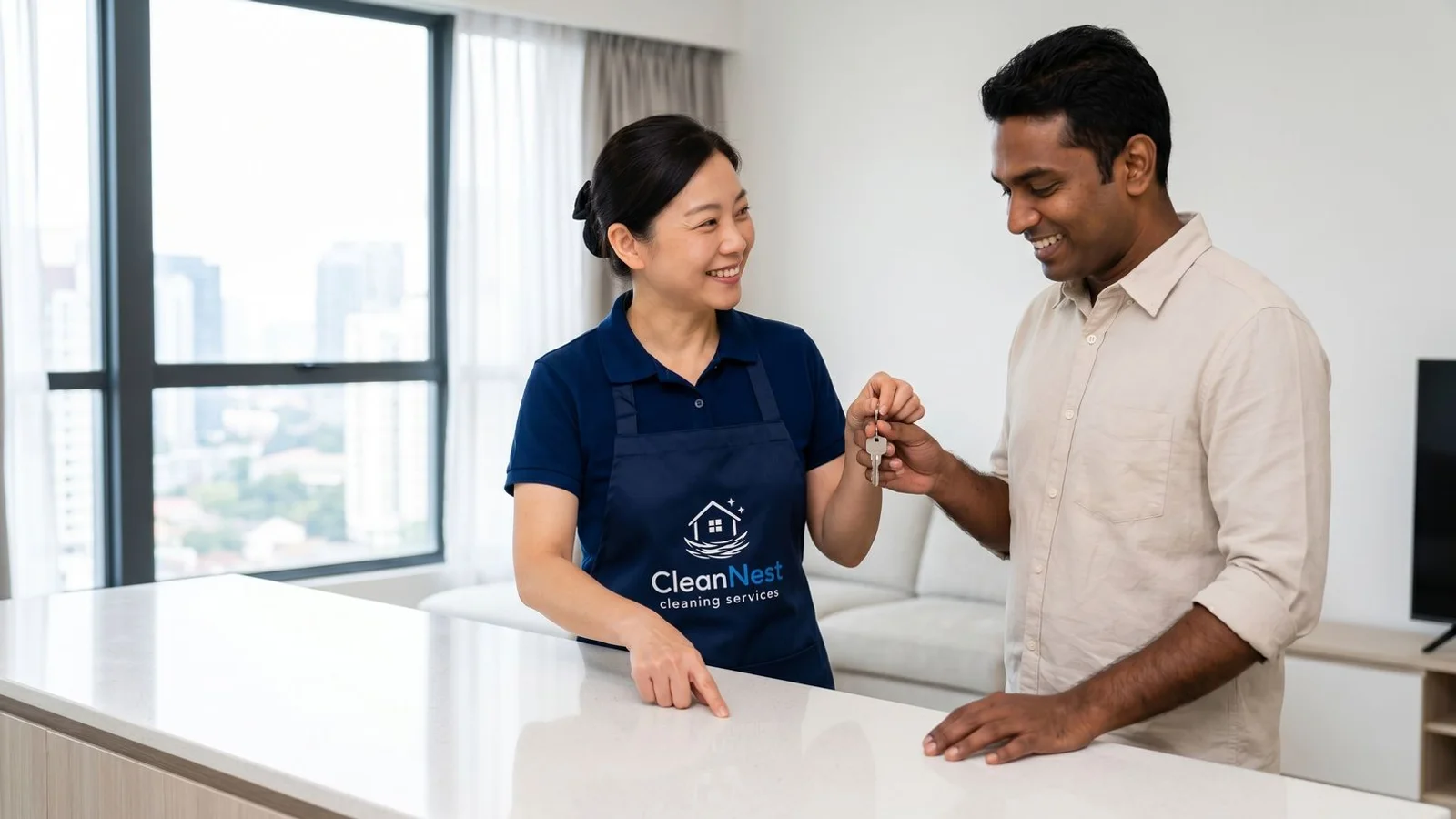 Tenant and landlord at handover inspection